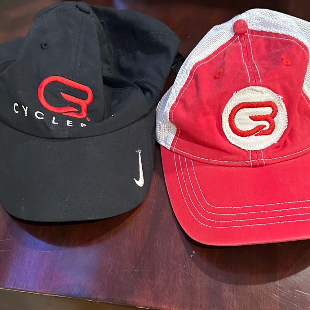 Red and Black Logo Baseball Caps - Pair